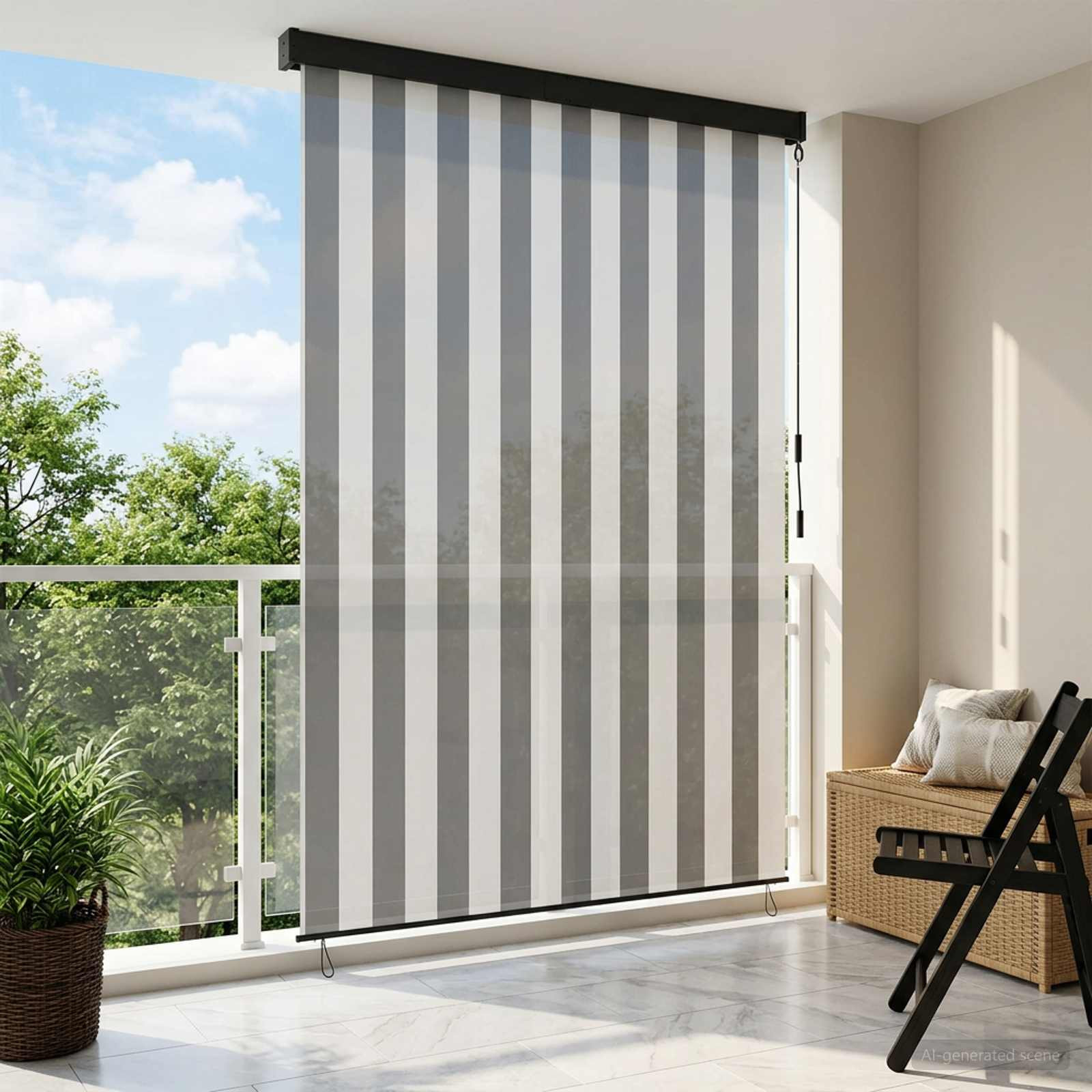 vidaXL Rollo Anthrazit und Weiß 120 x 250 cm Stoff und Aluminium