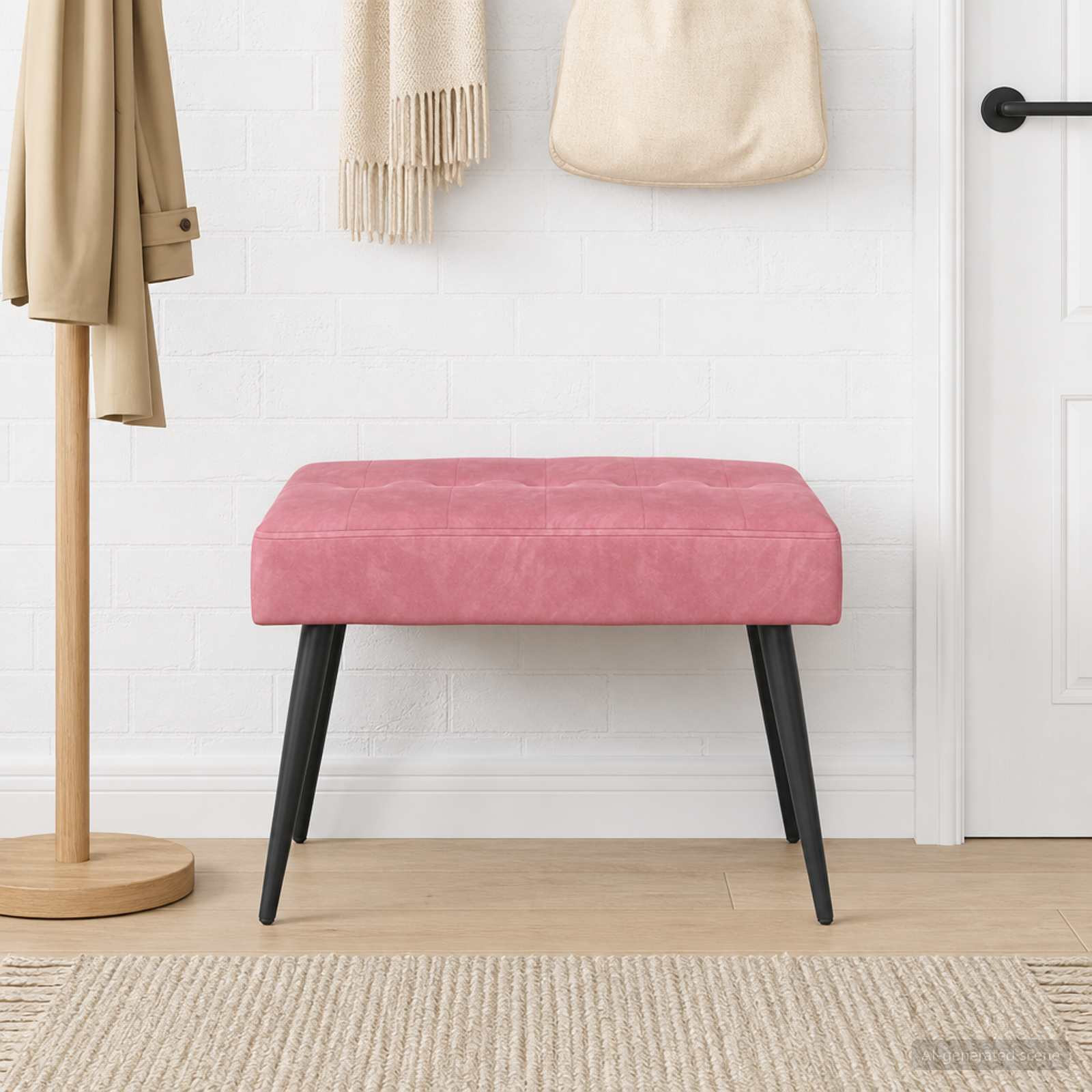 vidaXL Bank mit Knopfheftung Rosa 60 x 40 x 45 cm Samt