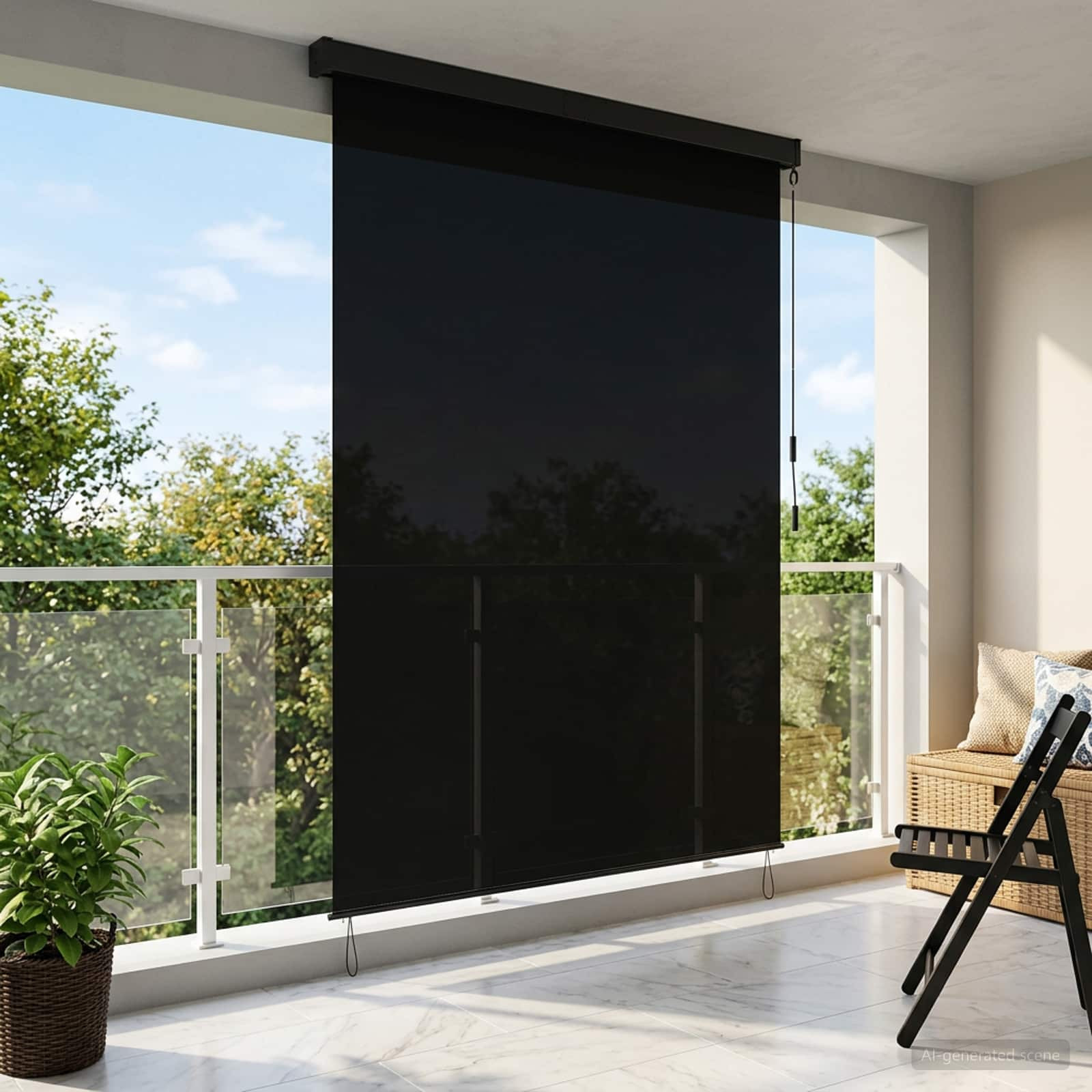 vidaXL Rollo Schwarz 140 x 250 cm Stoff und Aluminium