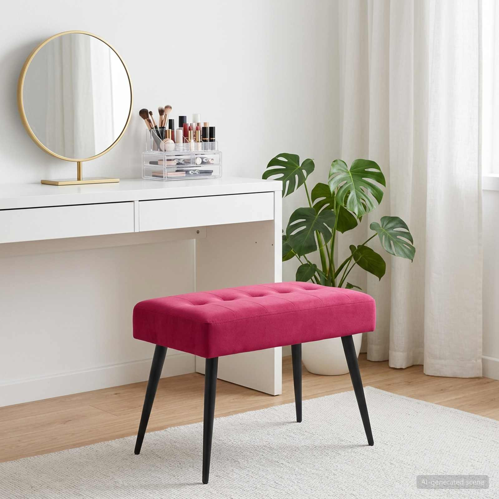 vidaXL Bank mit Knopfheftung Weinrot 60 x 40 x 45 cm Samt