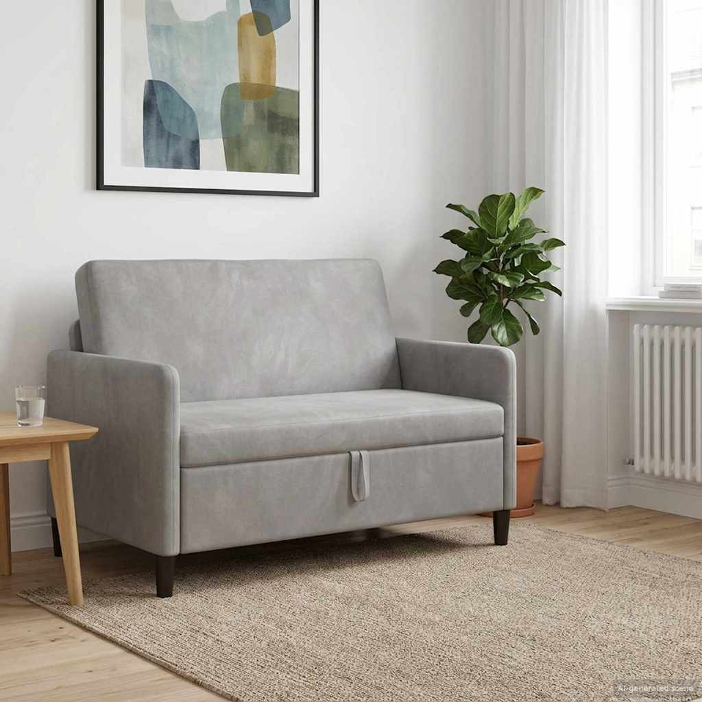 vidaXL Sofa mit Stauraum Hellgrau 122 x 78 x 87 cm Polyester
