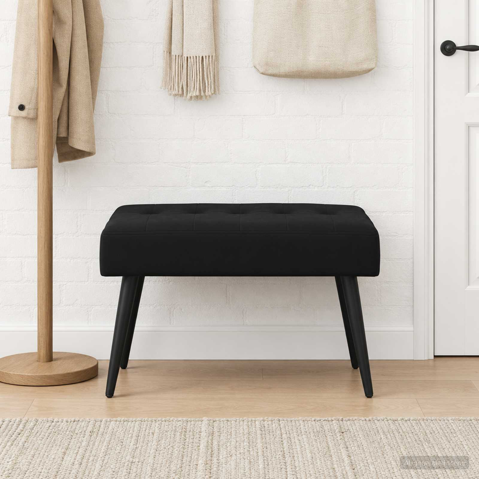 vidaXL Bank mit Knopfheftung Schwarz 60 x 40 x 45 cm Samt