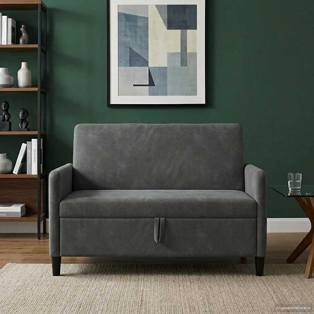 vidaXL Sofa mit Stauraum Dunkelgrau 122 x 78 x 87 cm Polyester