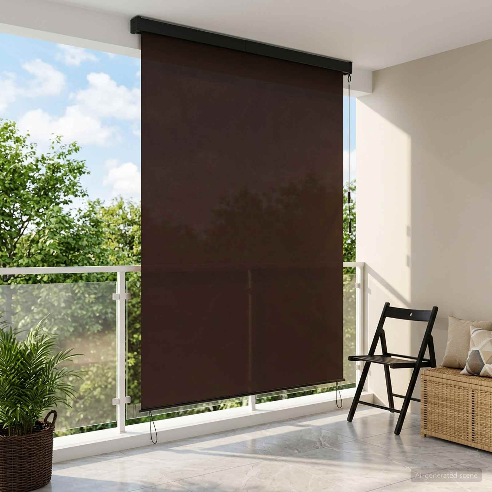 vidaXL Rollo Braun 140 x 250 cm Stoff und Aluminium