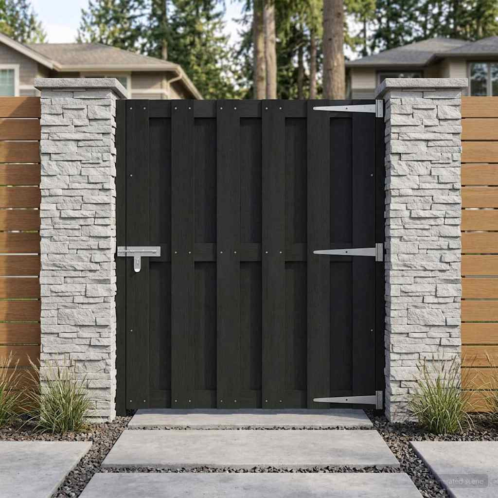 vidaXL Gartentor 100 x 112 cm WPC und Aluminium Schwarz