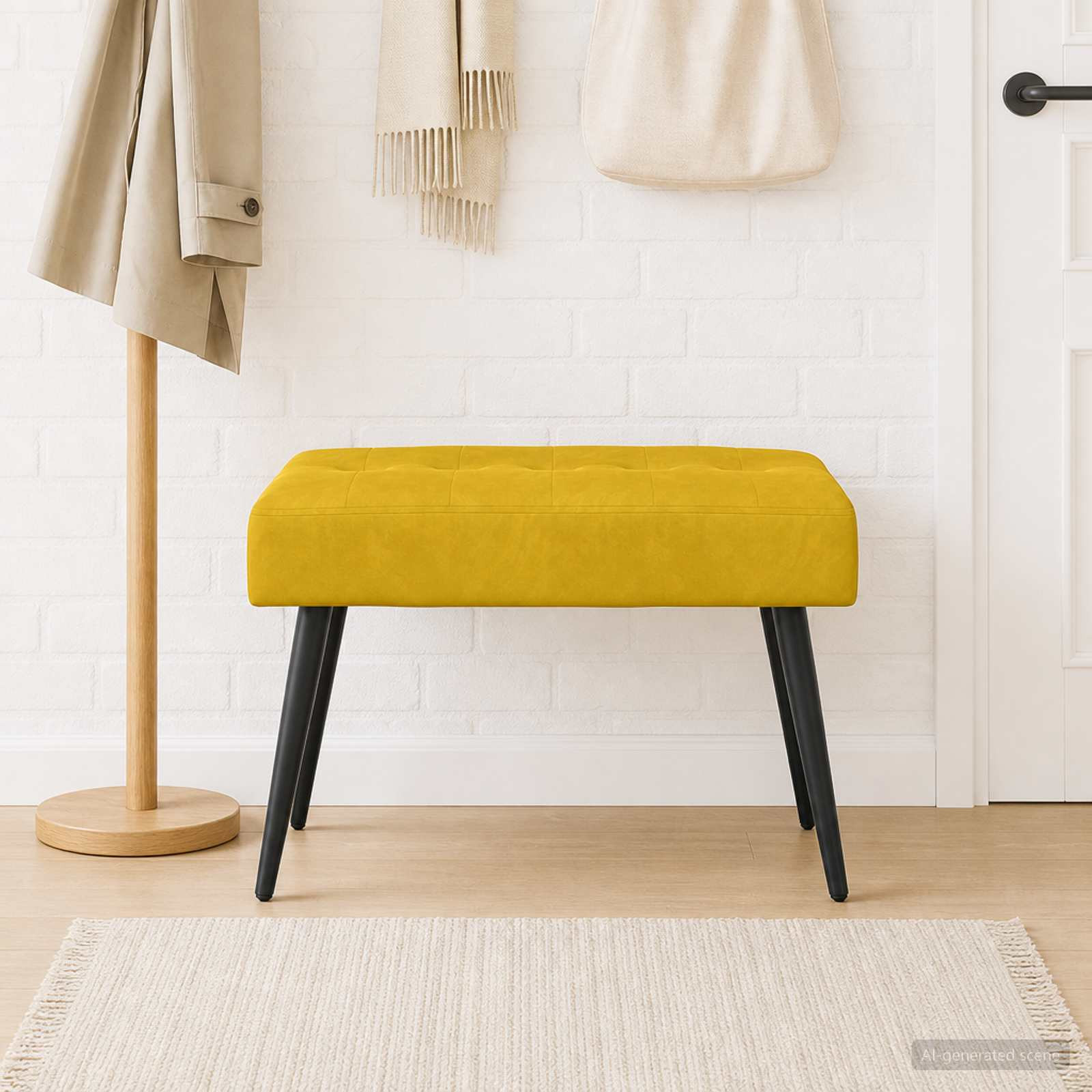 vidaXL Bank mit Knopfheftung Gelb 60 x 40 x 45 cm Samt