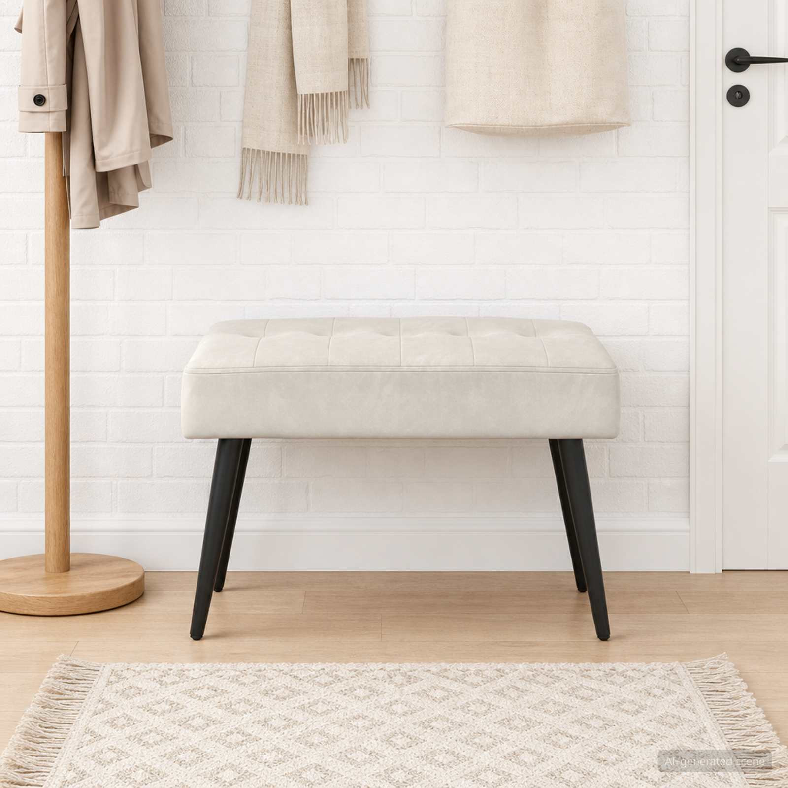 vidaXL Bank mit Knopfheftung Creme 60 x 40 x 45 cm Samt