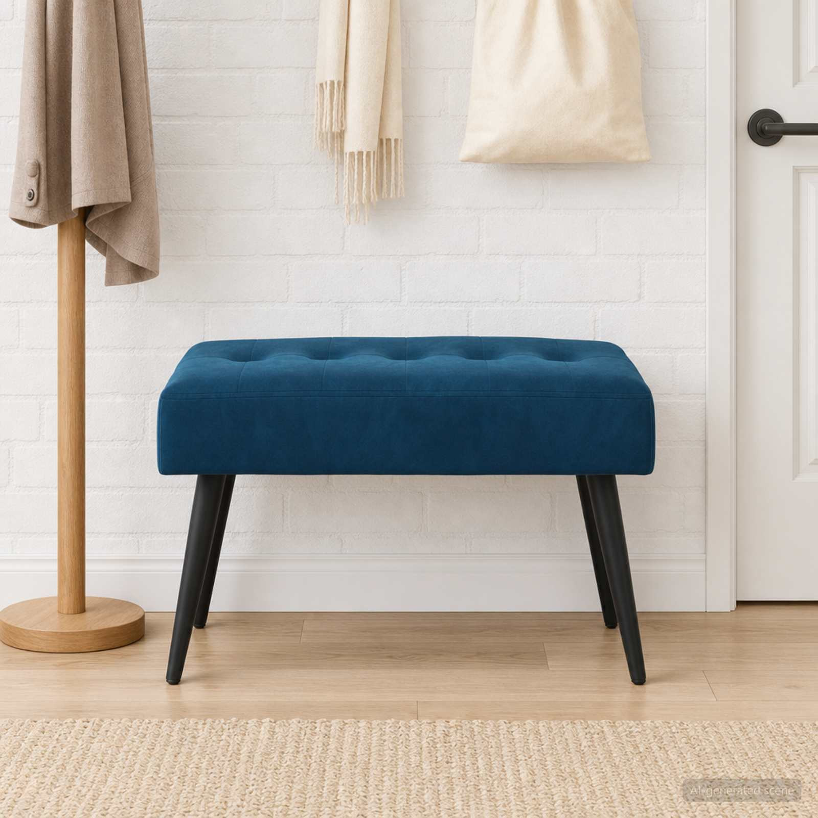 vidaXL Bank mit Knopfheftung Blau 60 x 40 x 45 cm Samt