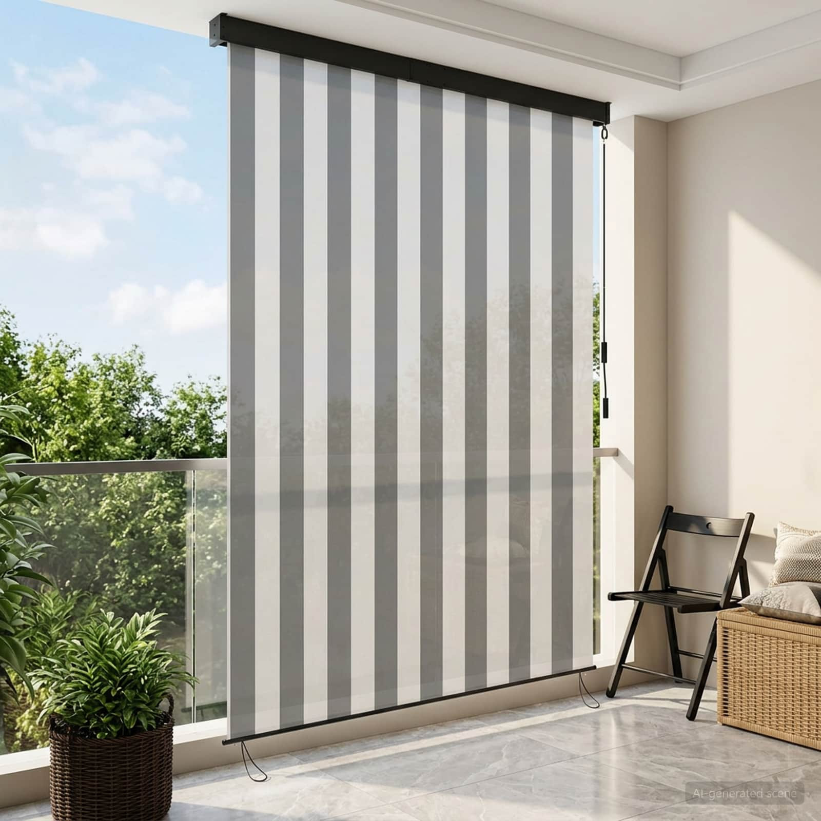 vidaXL Rollo Anthrazit und Weiß 140 x 250 cm Stoff und Aluminium
