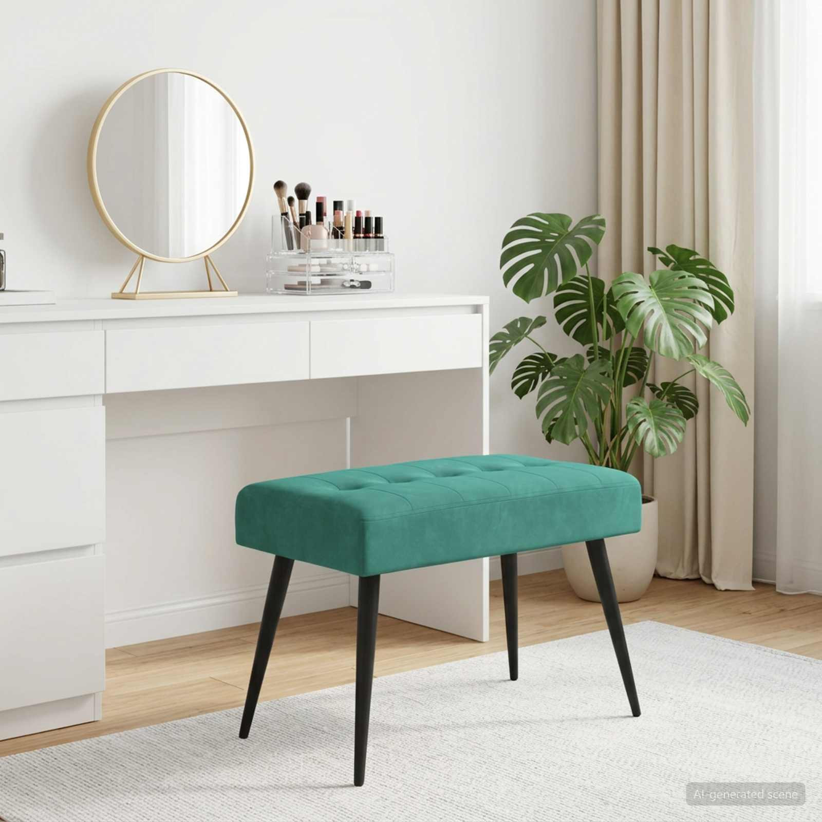 vidaXL Bank mit Knopfheftung Türkis 60 x 40 x 45 cm Samt