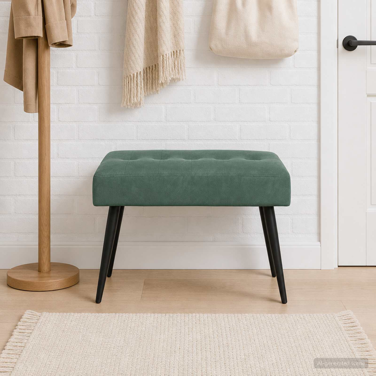 vidaXL Bank mit Knopfheftung Meergrün 60 x 40 x 45 cm Samt