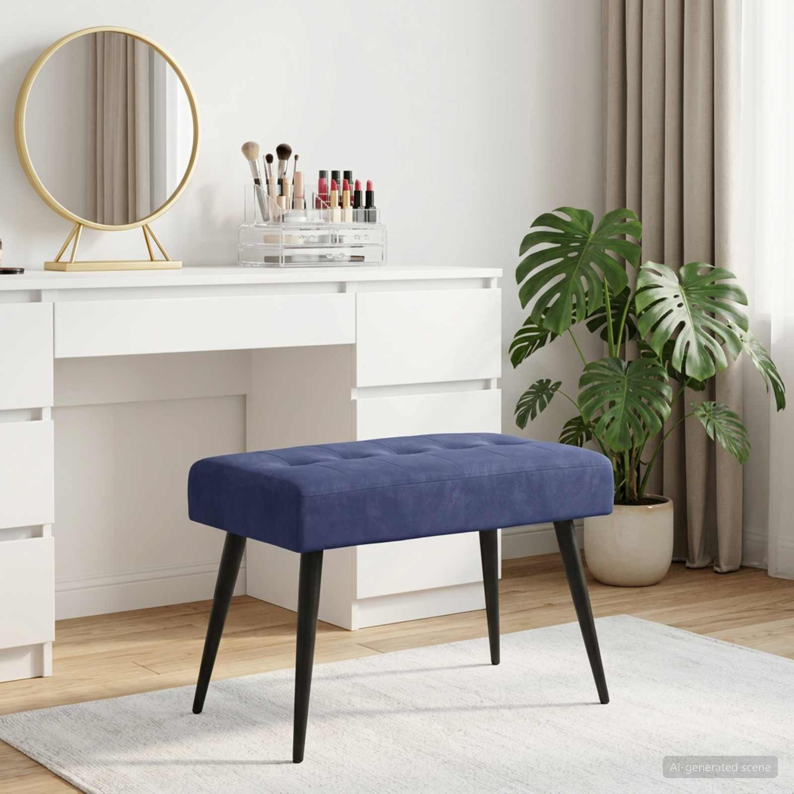 vidaXL Bank mit Knopfheftung Polizeiblau 60 x 40 x 45 cm Samt