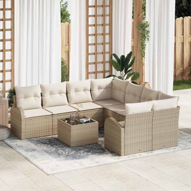 vidaXL Gartensofa-set Beige 55 x 55 x 37 cm Poly-Rattan