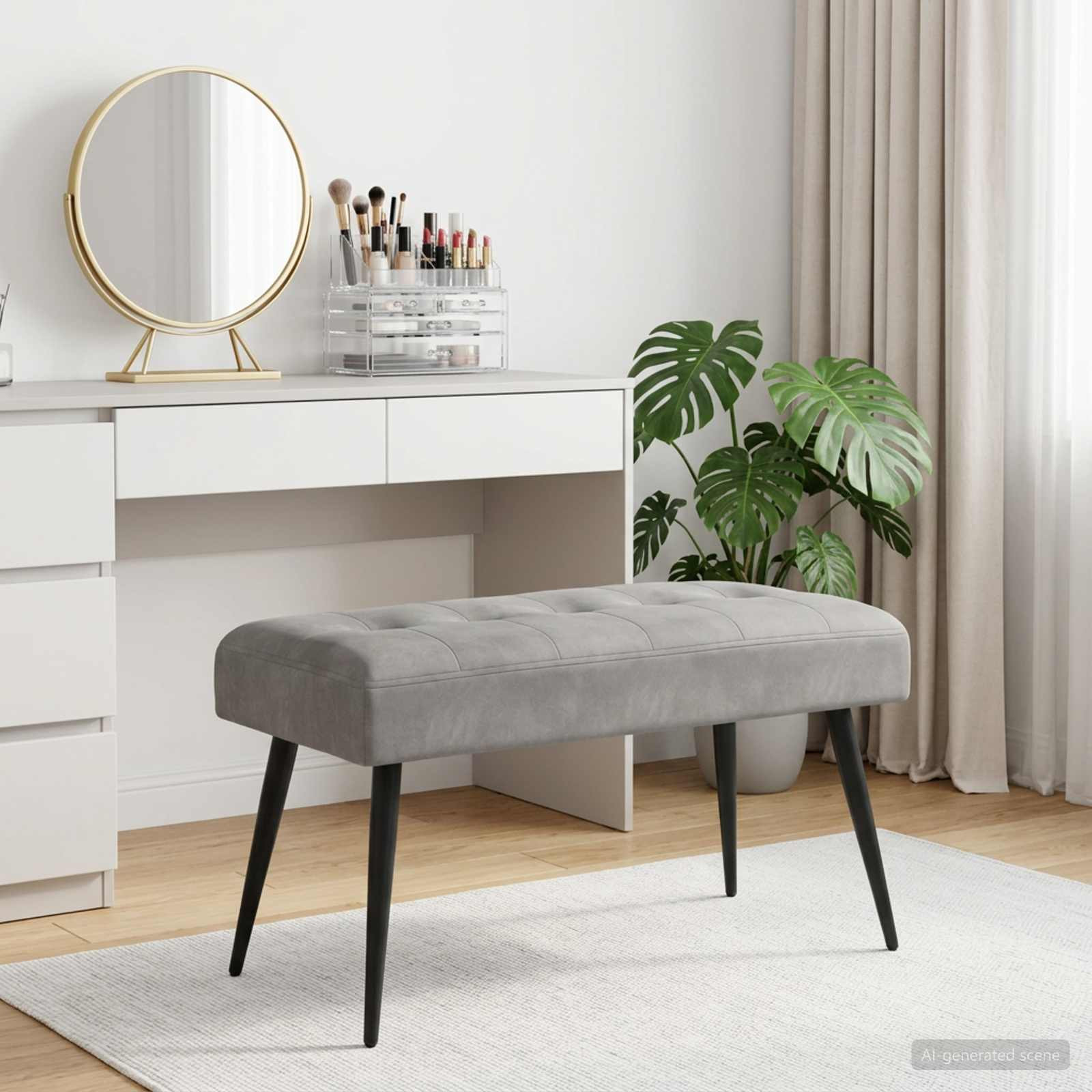 vidaXL Bank mit Knopfheftung Hellgrau 80 x 40 x 46 cm Samt