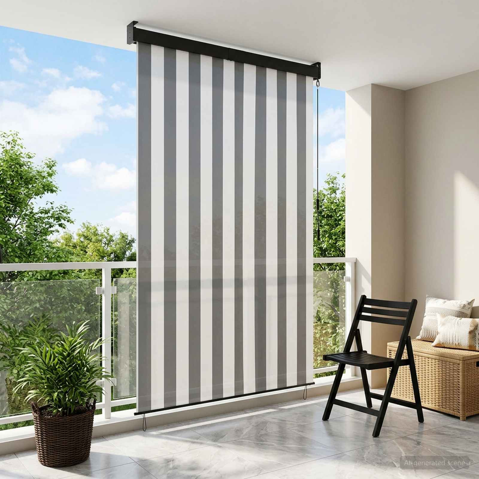 vidaXL Rollo Anthrazit und Weiß 160 x 250 cm Stoff und Aluminium
