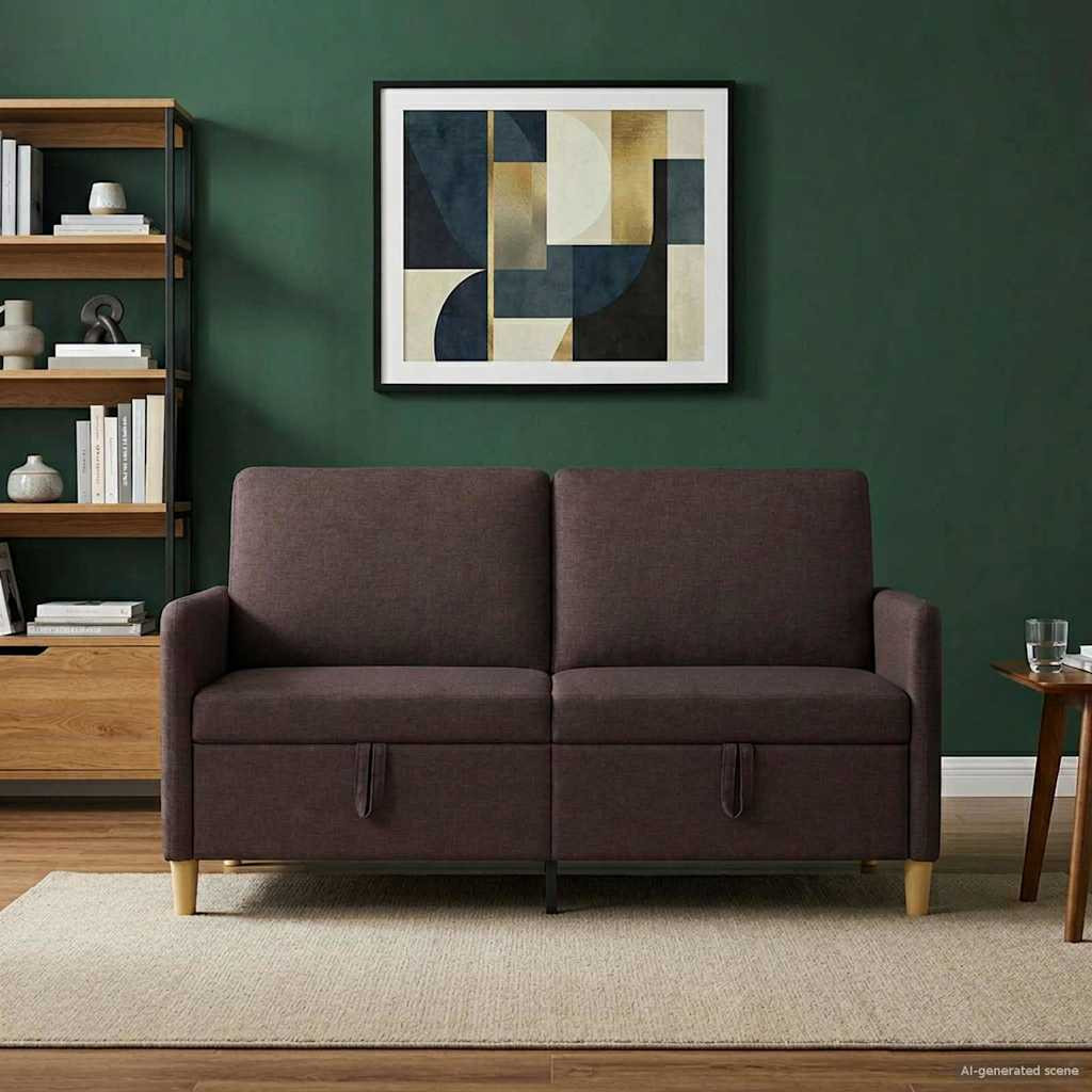 vidaXL Sofa mit Stauraum Dunkelbraun 152 x 78 x 87 cm Polyester