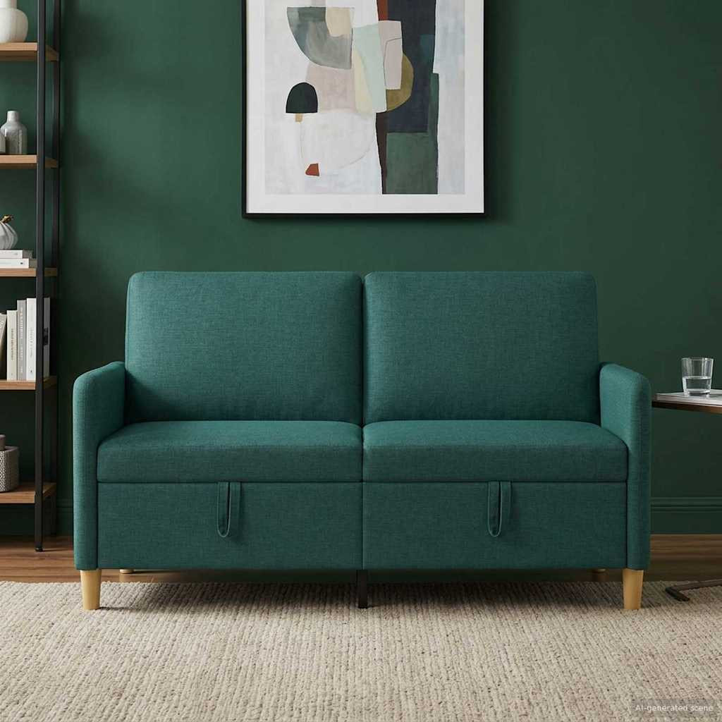 vidaXL Sofa mit Stauraum Dunkelgrün 152 x 78 x 87 cm Polyester