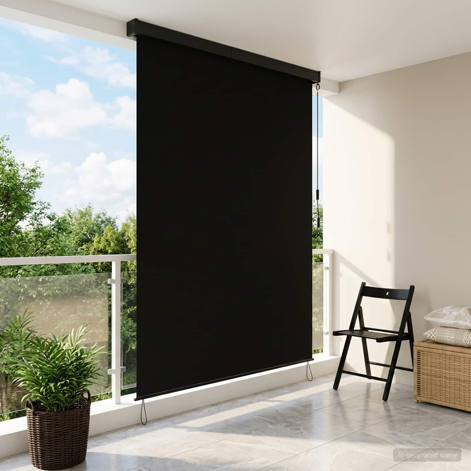 vidaXL Rollo Schwarz 180 x 250 cm Stoff und Aluminium
