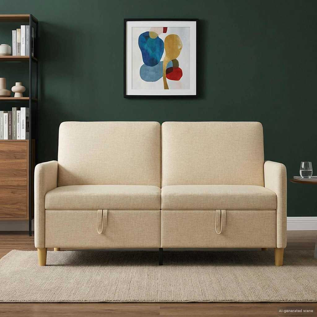 vidaXL Sofa mit Stauraum Creme 152 x 78 x 87 cm Polyester