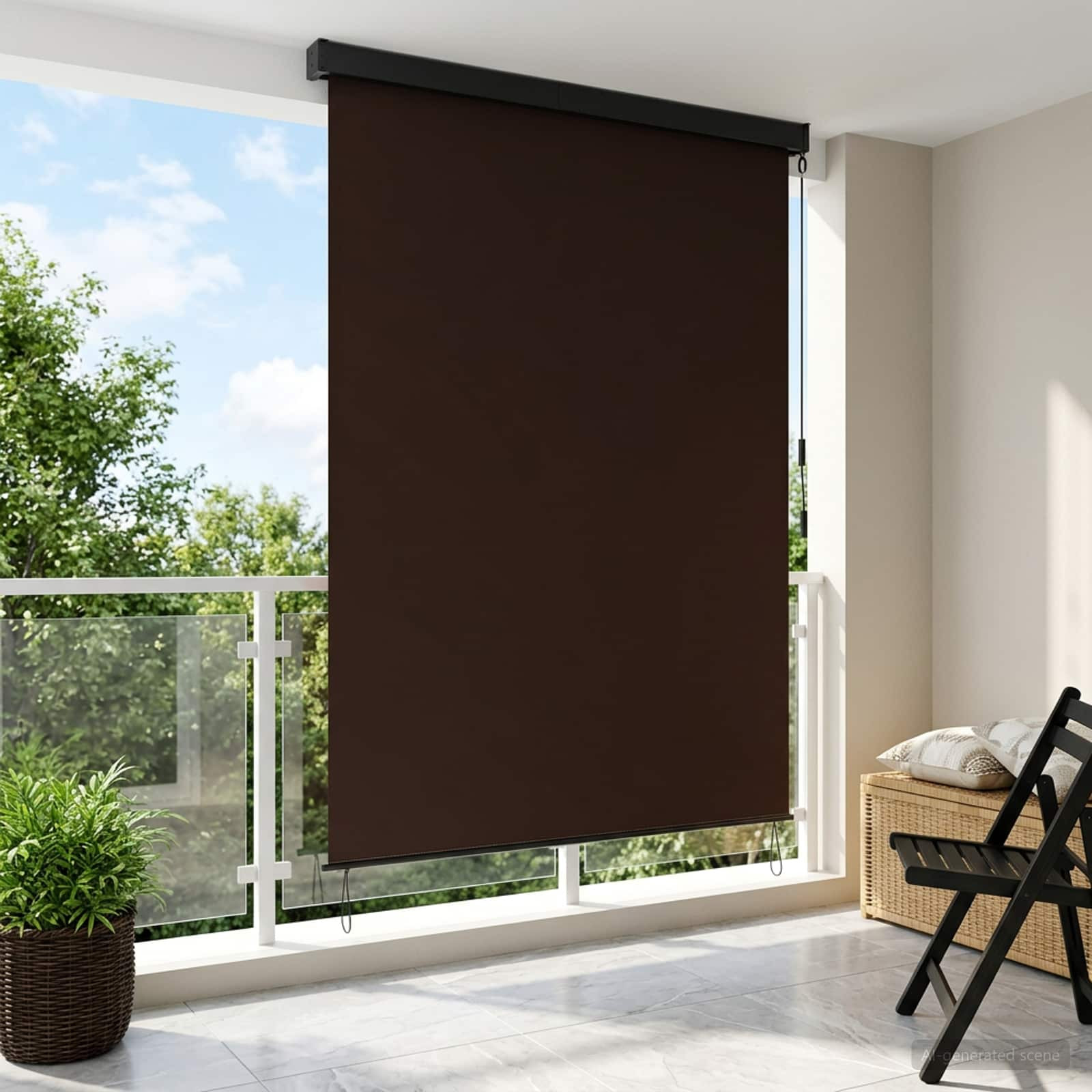 vidaXL Rollo Braun 180 x 250 cm Stoff und Aluminium
