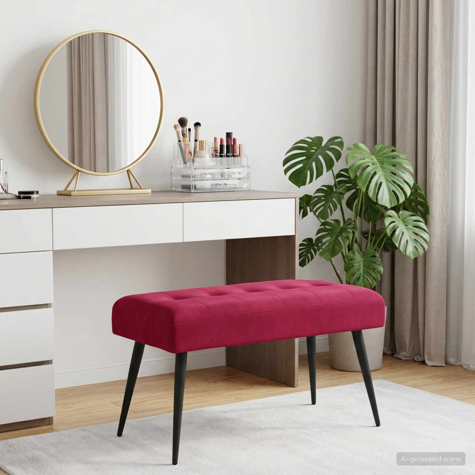 vidaXL Bank mit Knopfheftung Weinrot 80 x 40 x 46 cm Samt