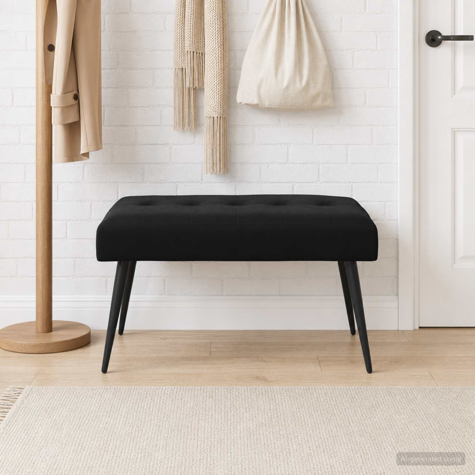 vidaXL Bank mit Knopfheftung Schwarz 80 x 40 x 46 cm Samt
