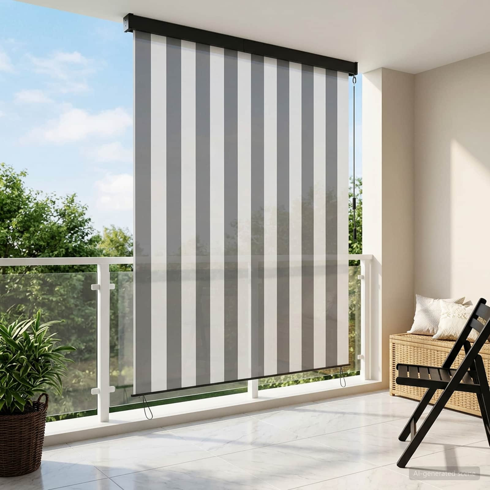 vidaXL Rollo Anthrazit und Weiß 180 x 250 cm Stoff und Aluminium