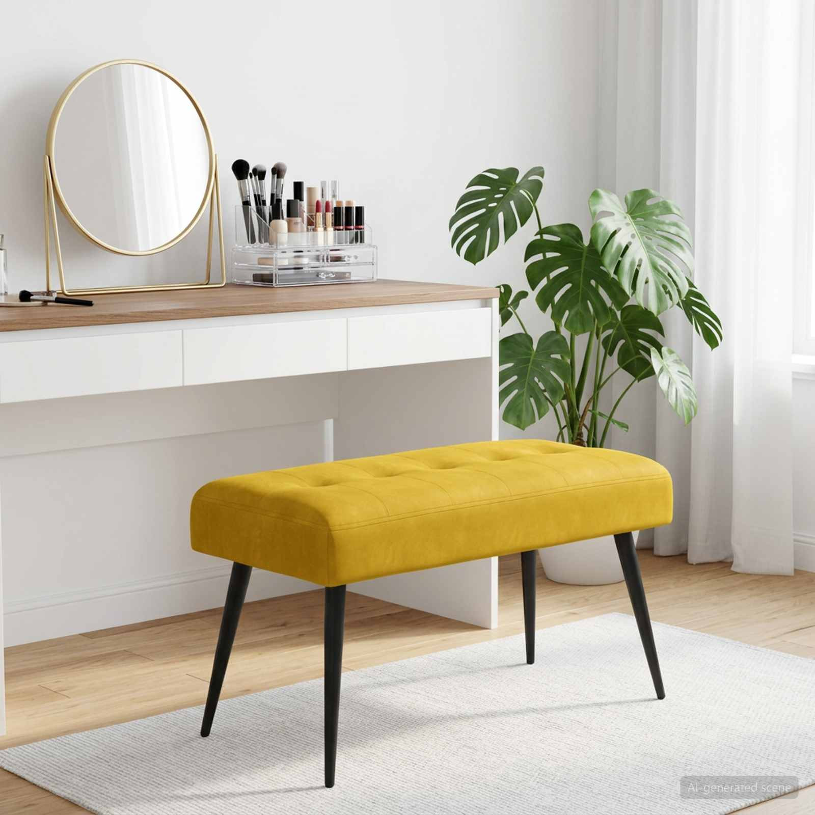 vidaXL Bank mit Knopfheftung Gelb 80 x 40 x 46 cm Samt