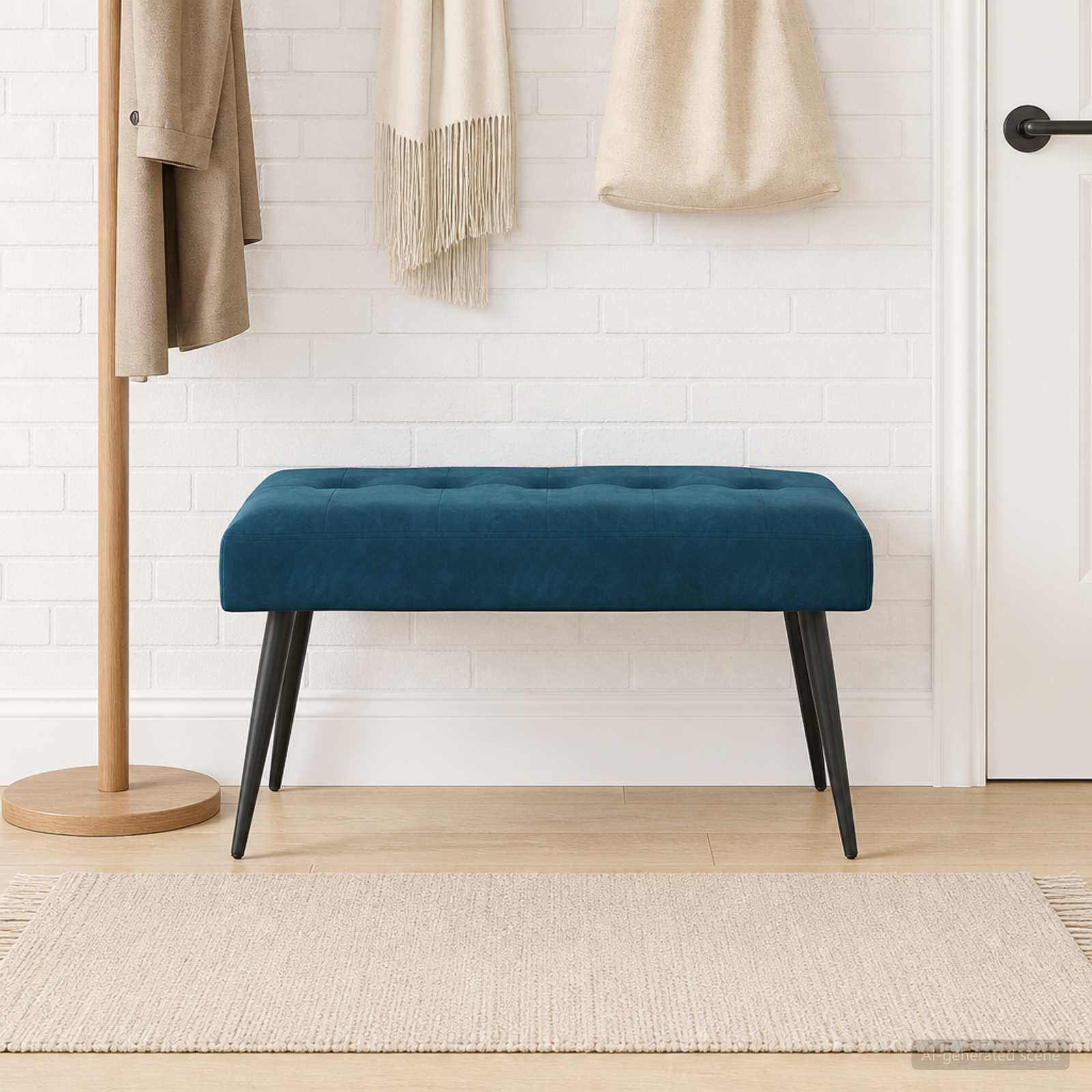 vidaXL Bank mit Knopfheftung Blau 80 x 40 x 46 cm Samt