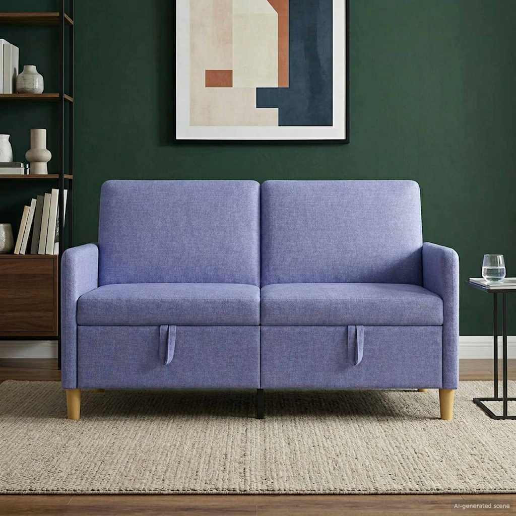 vidaXL Sofa mit Stauraum Jeans blau 152 x 78 x 87 cm Polyester