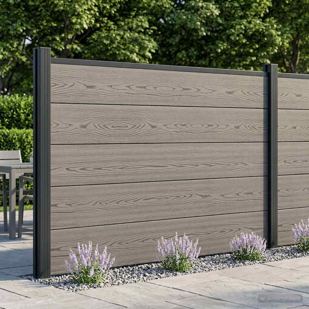 vidaXL zaunset 180 x 105 cm WPC und Aluminium Grau