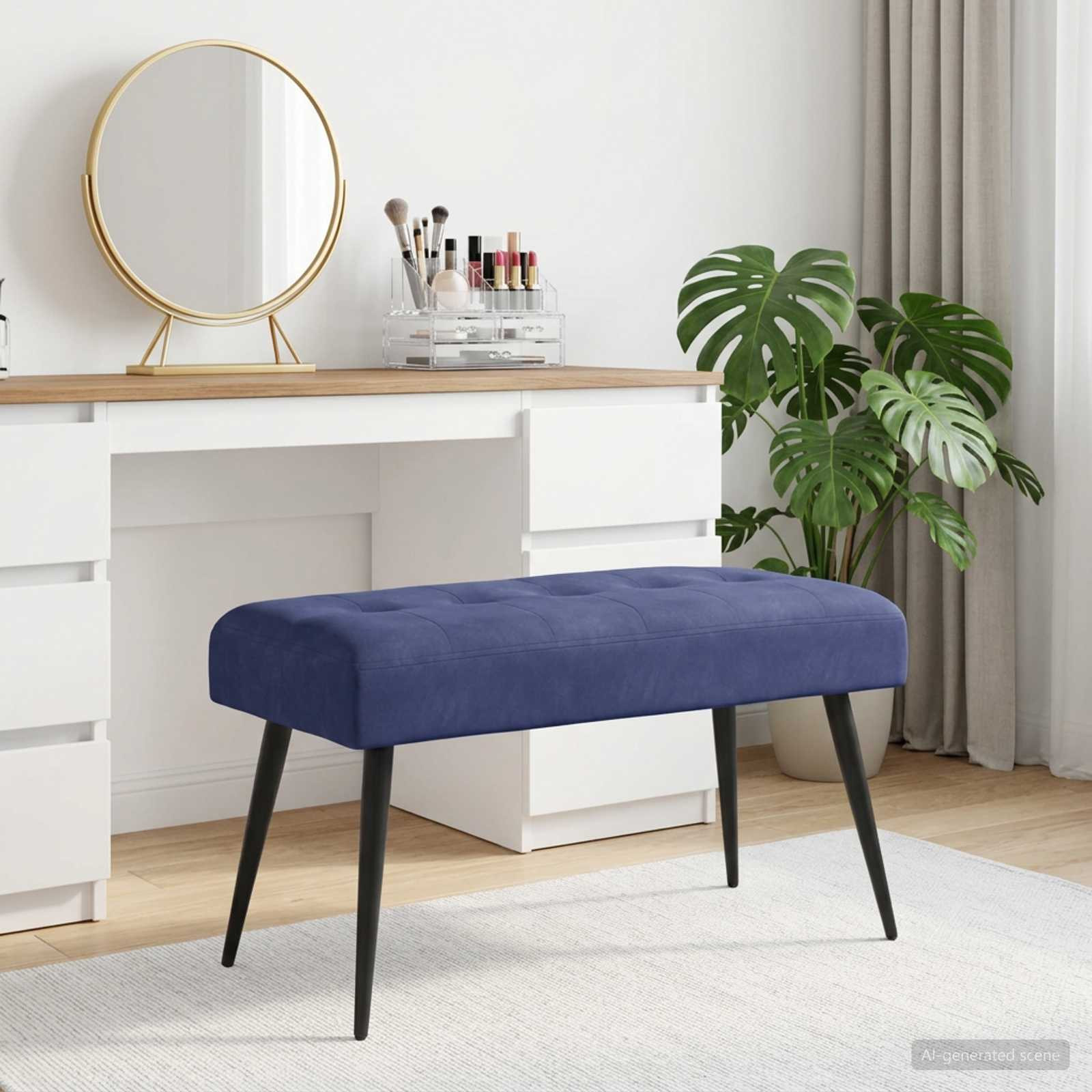 vidaXL Bank mit Knopfheftung Polizeiblau 80 x 40 x 46 cm Samt