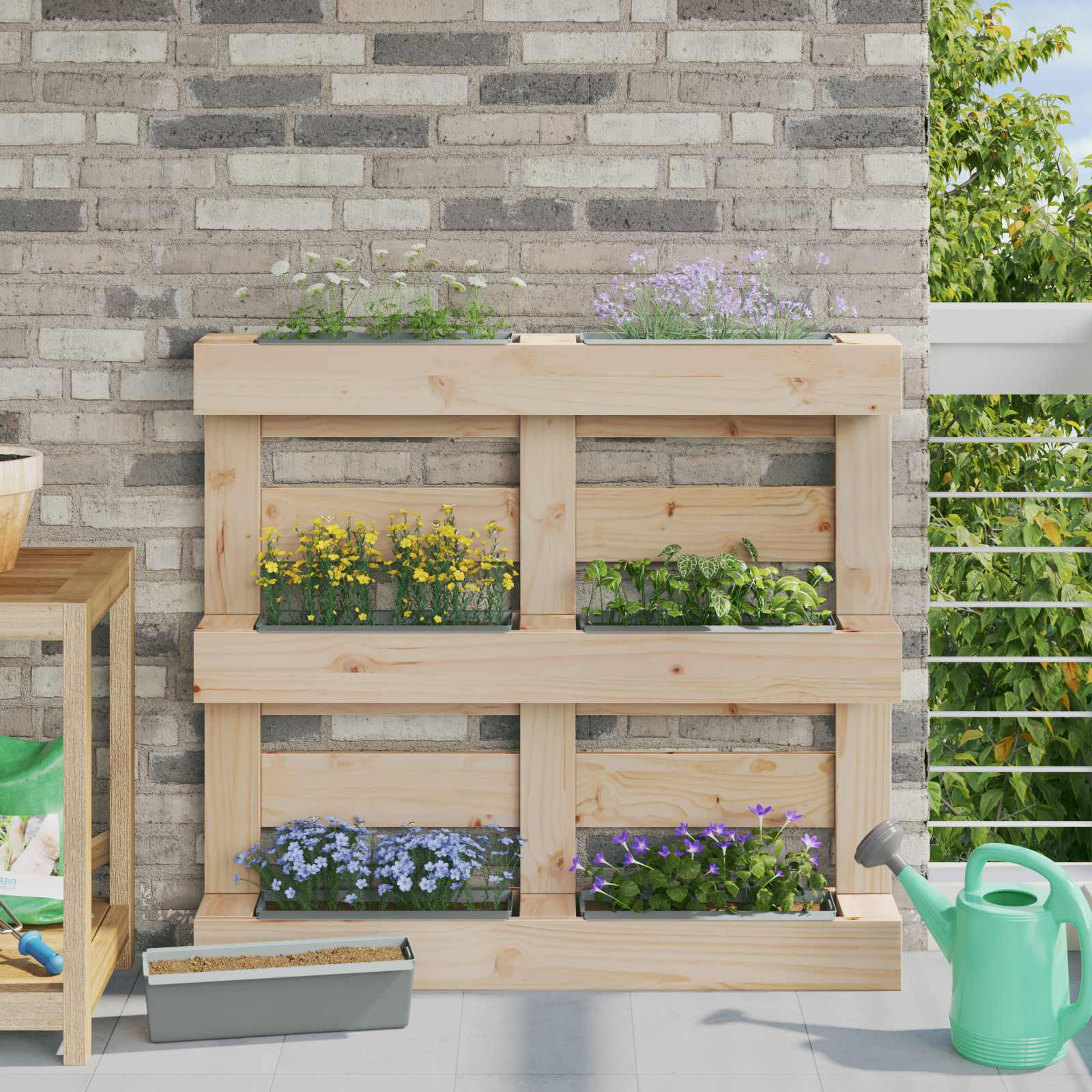 vidaXL Blumenboxen für Euro-Paletten 12 pcs Hellgrau
