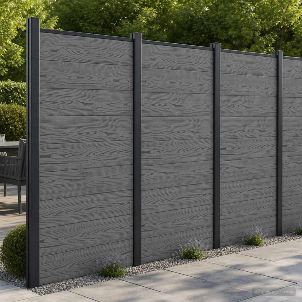 vidaXL Zaunelement WPC und Aluminium Grau