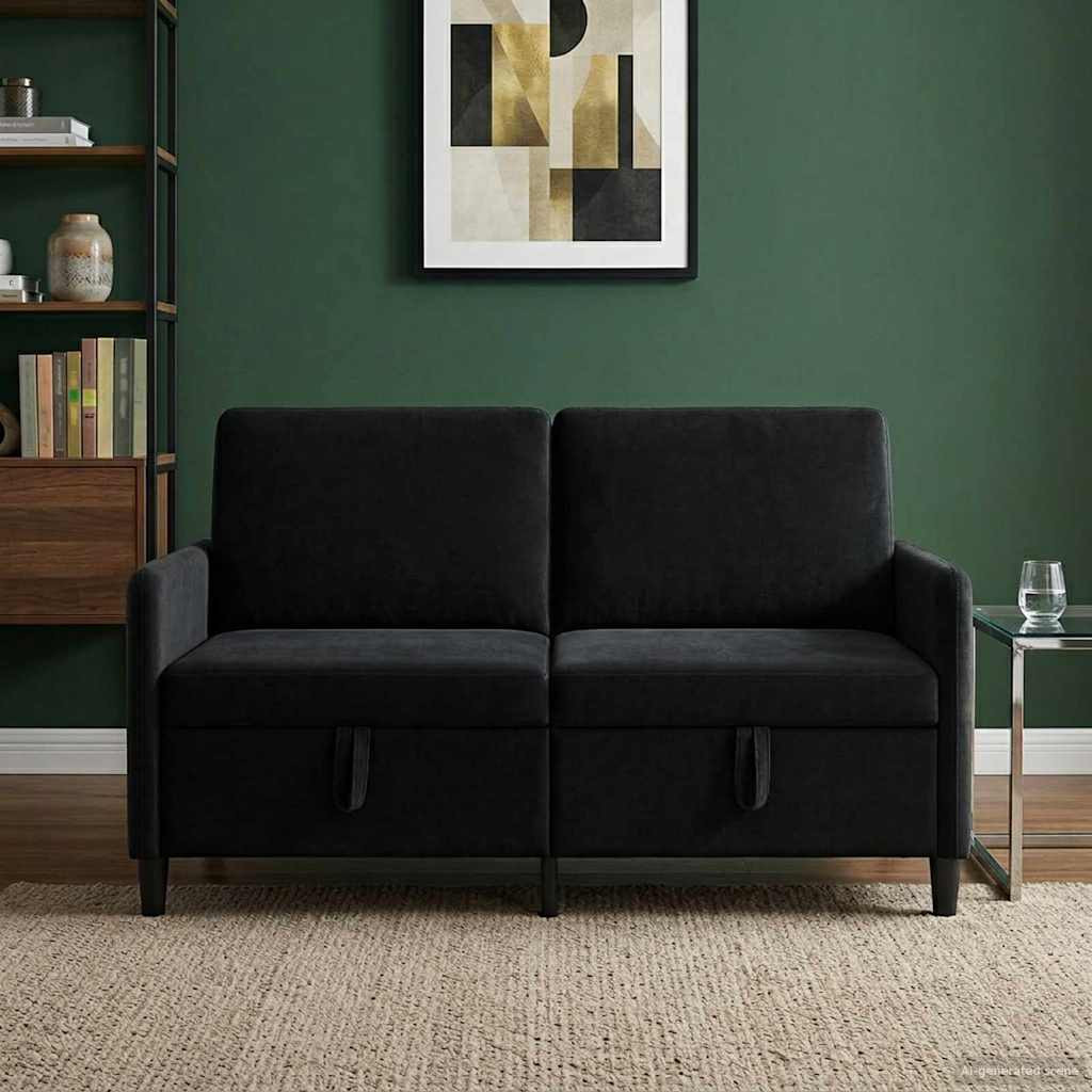vidaXL Sofa mit Stauraum Schwarz 152 x 78 x 87 cm Polyester