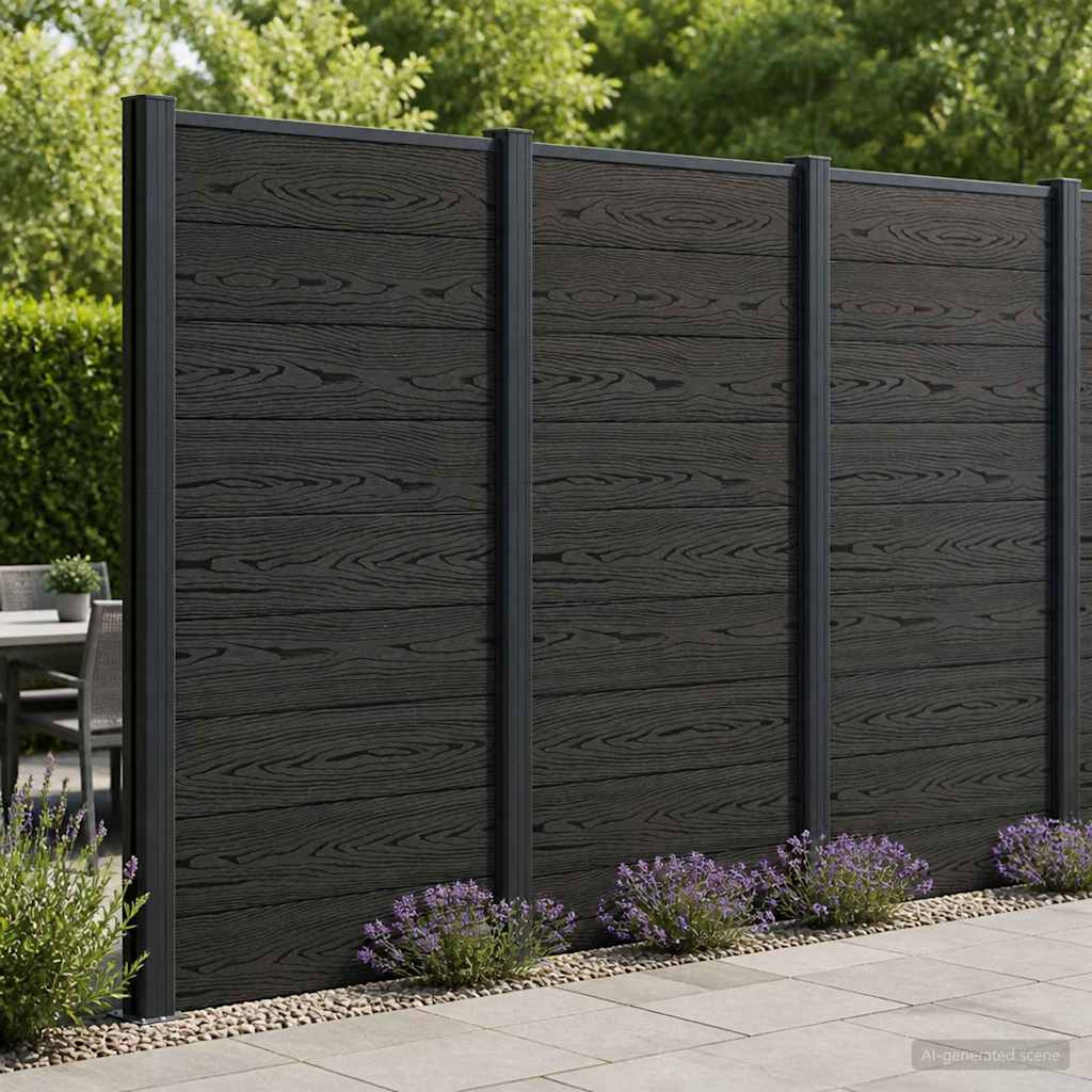 vidaXL Zaunelement WPC und Aluminium Schwarz