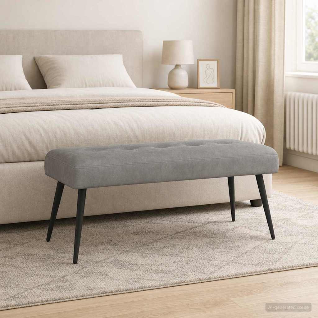 vidaXL Bank mit Knopfheftung Hellgrau 110 x 40 x 46 cm Samt