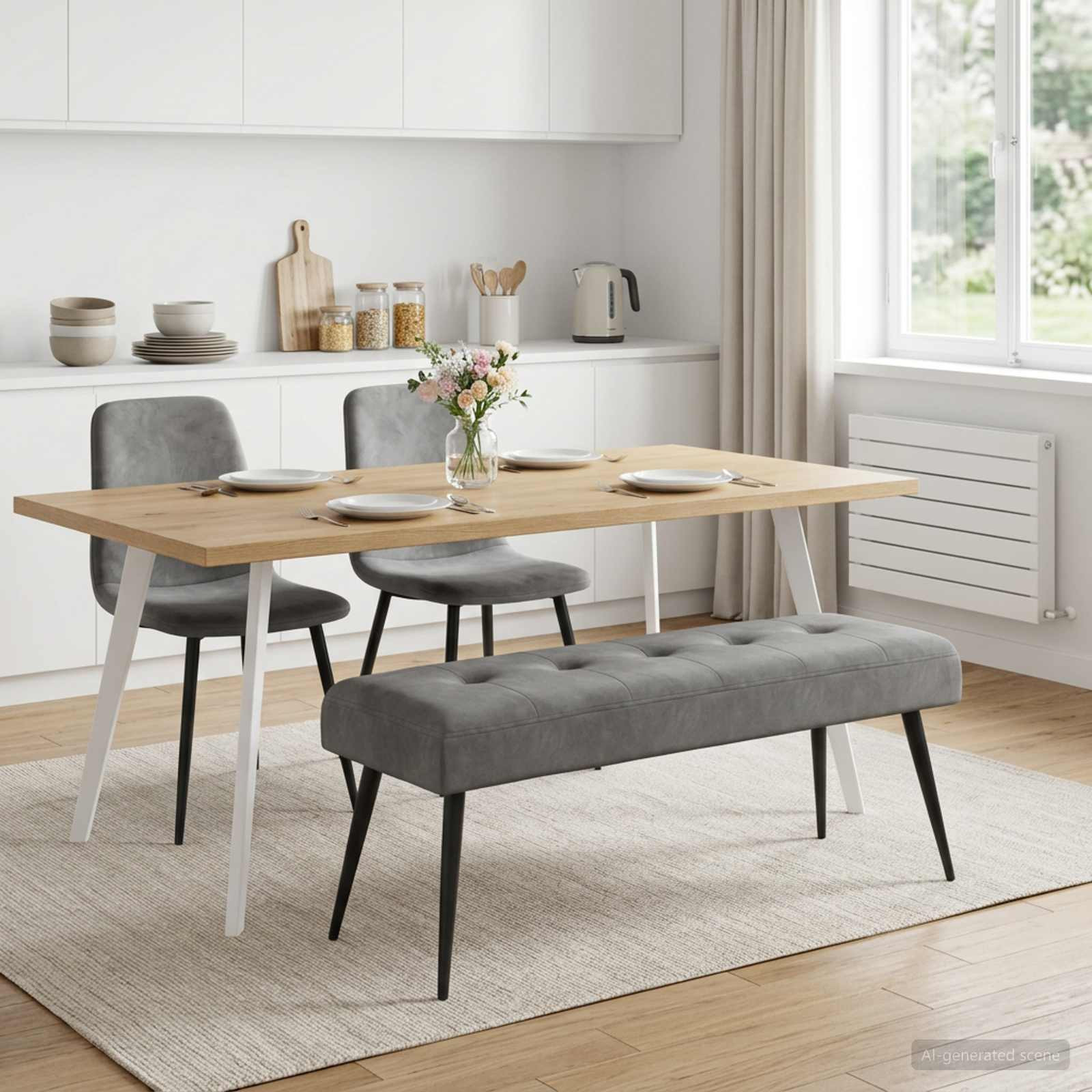 vidaXL Bank mit Knopfheftung Dunkelgrau 110 x 40 x 46 cm Samt