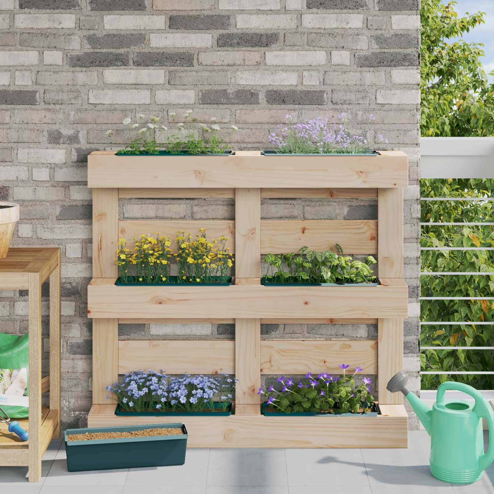 vidaXL Blumenboxen für Euro-Paletten 24 pcs Grün 36 x 13,5 x 9,5 cm