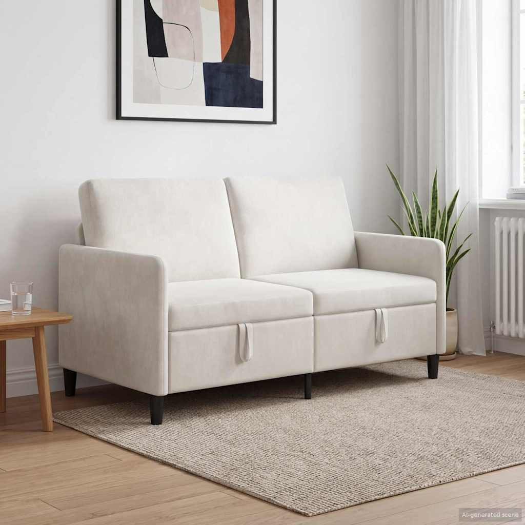 vidaXL Sofa mit Stauraum Creme 152 x 78 x 87 cm Polyester