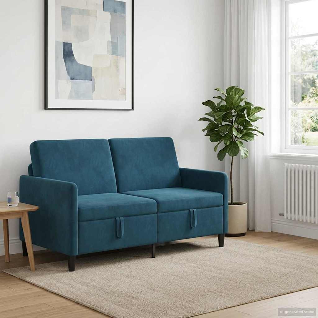 vidaXL Sofa mit Stauraum Blau 152 x 78 x 87 cm Polyester