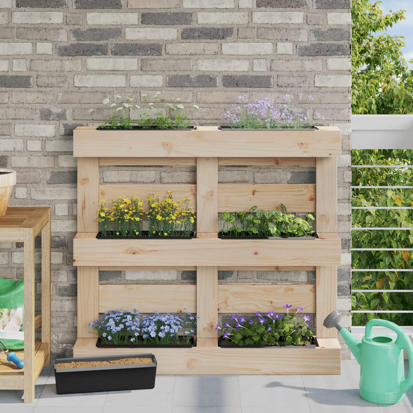 vidaXL Blumenboxen für Euro-Paletten 24 pcs Schwarz 36 x 13,5 x 9,5 cm