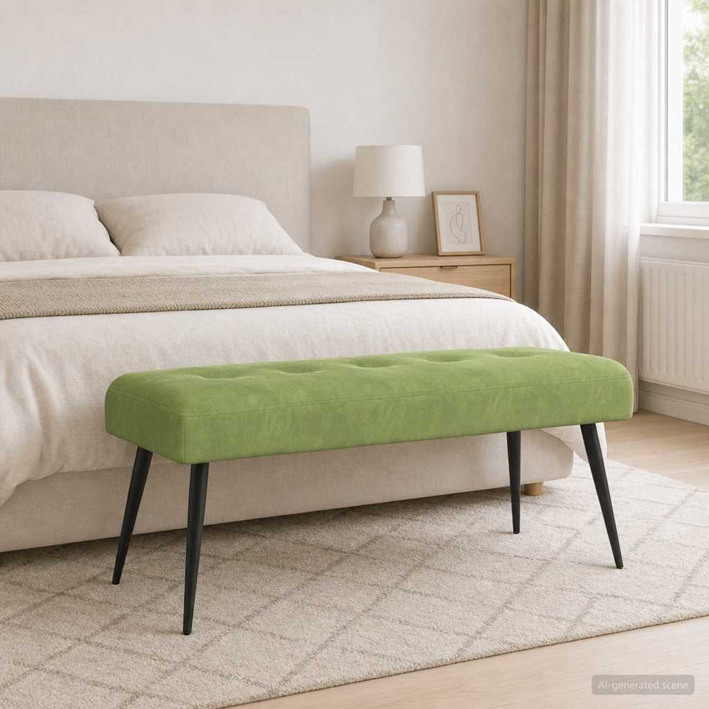 vidaXL Bank mit Knopfheftung Hellgrün 110 x 40 x 46 cm Samt
