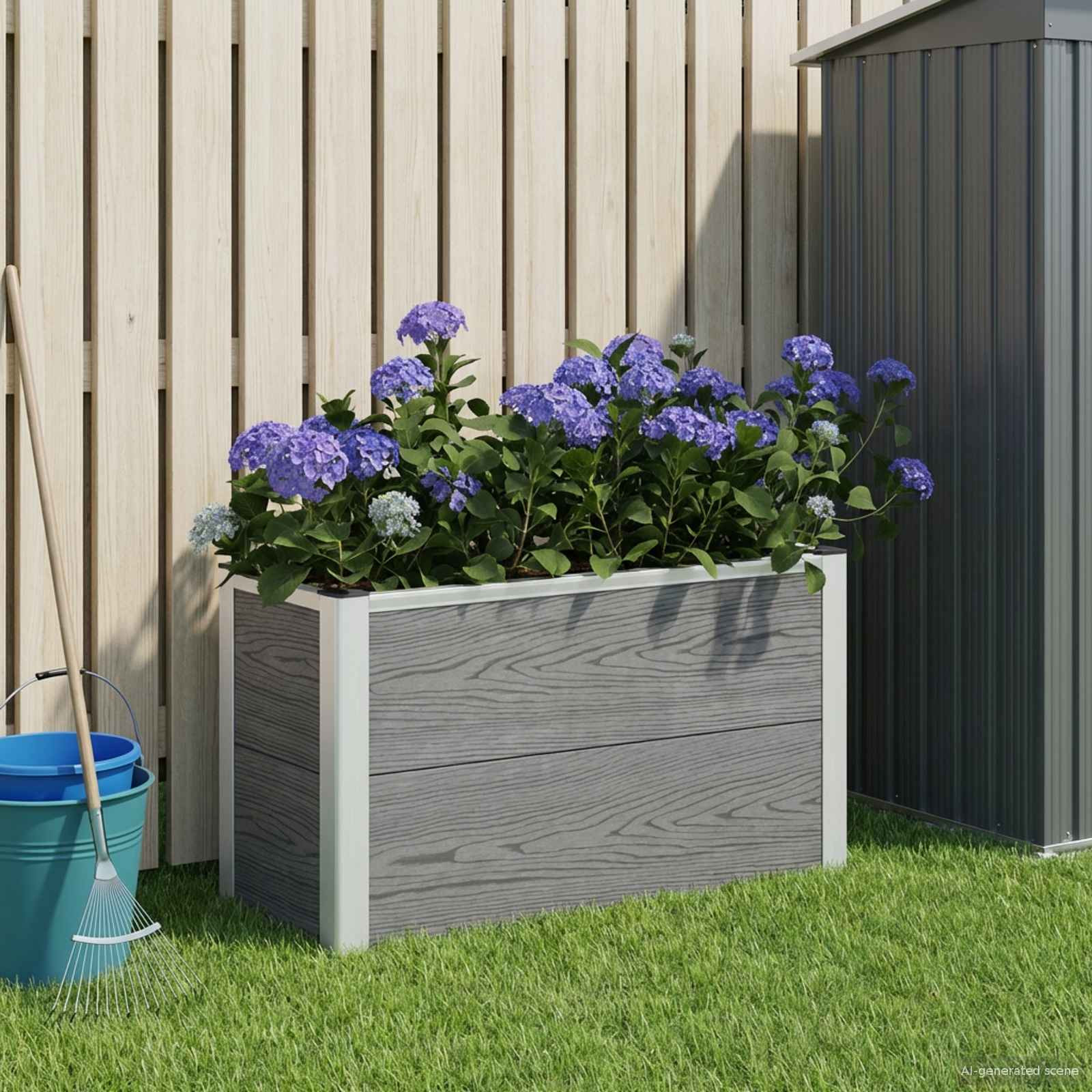 vidaXL Hochbeet Grau 75 x 30 x 42 cm WPC und Aluminium