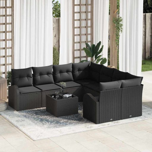 vidaXL Gartensofa-set Schwarz 55 x 55 x 37 cm Poly-Rattan