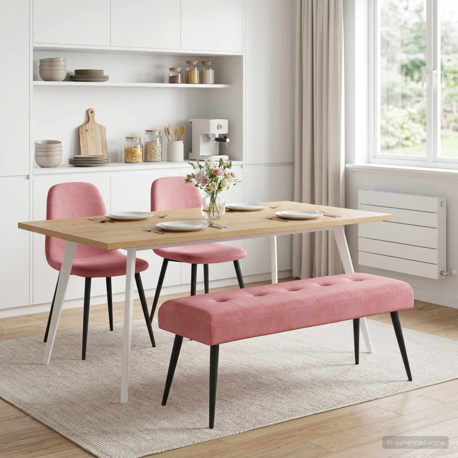 vidaXL Bank mit Knopfheftung Rosa 110 x 40 x 46 cm Samt