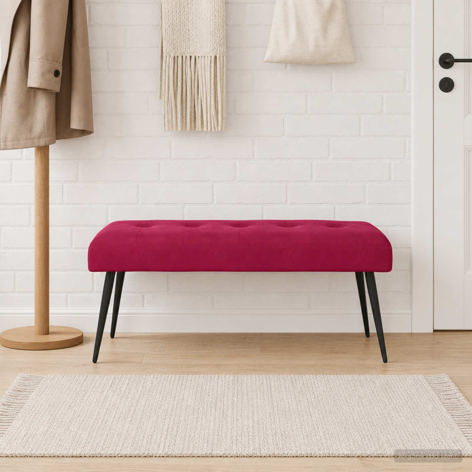 vidaXL Bank mit Knopfheftung Weinrot 110 x 40 x 46 cm Samt