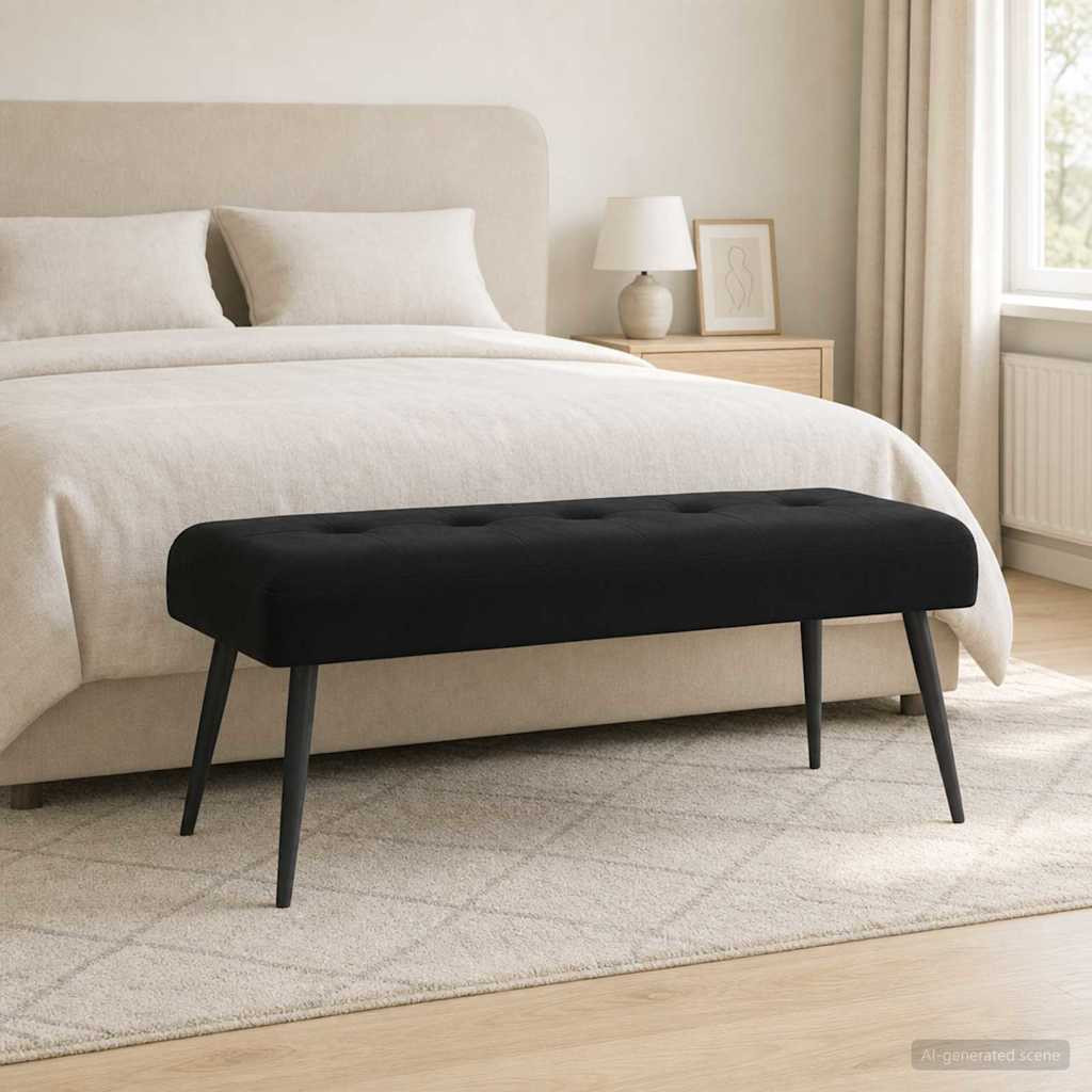 vidaXL Bank mit Knopfheftung Schwarz 110 x 40 x 46 cm Samt