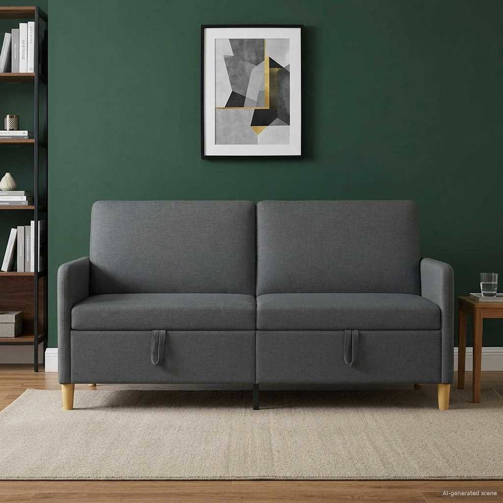 vidaXL Sofa mit Stauraum Dunkelgrau 172 x 78 x 87 cm Polyester