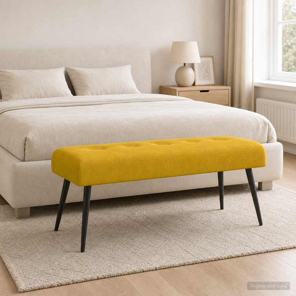 vidaXL Bank mit Knopfheftung Gelb 110 x 40 x 46 cm Samt